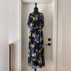 Fuzzi Italy Mesh Floral Maxi Dress